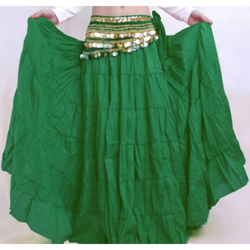 Women Tribal Belly Dance Skirt 12 Colors Lady Long Gypsy Skirts Linen Belly Dancing Practice/Performance Dress 